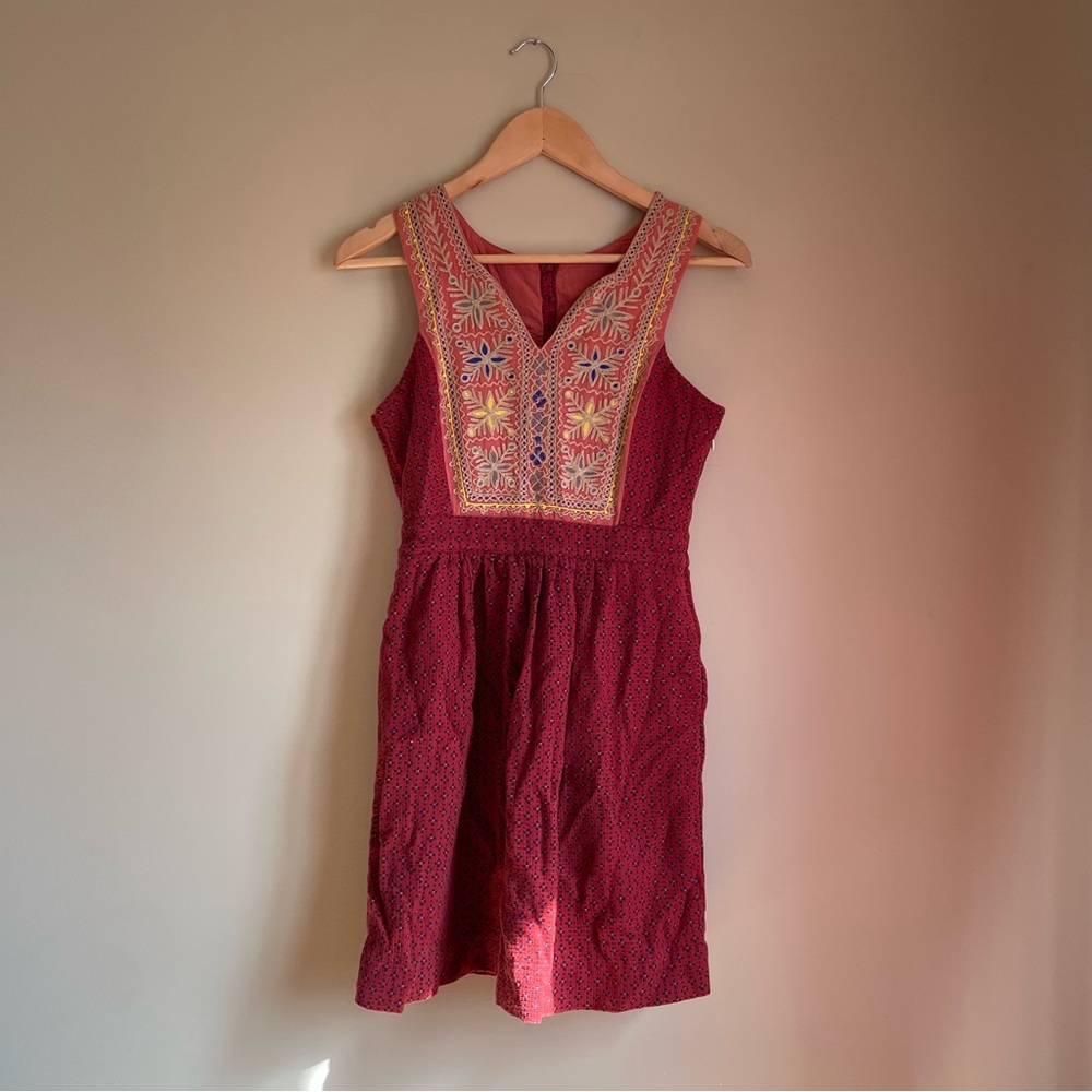 Lucky Brand Embroidered Bohemian Dress Rust Orange Size Small - Picture 1 of 6